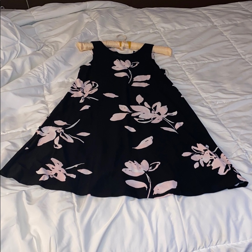 Black dress with pink floral